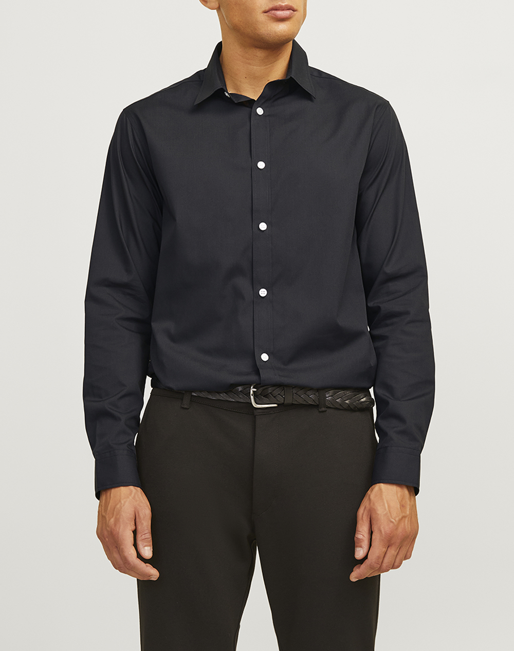 JJ REBELL JREBGAVIN SOLID SHIRT LS NOOS 12267557-BLACK Black