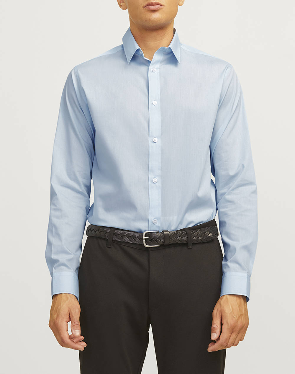 JJ REBELL JREBGAVIN SOLID SHIRT LS NOOS 12267557-Cashmere Blue LightBlue