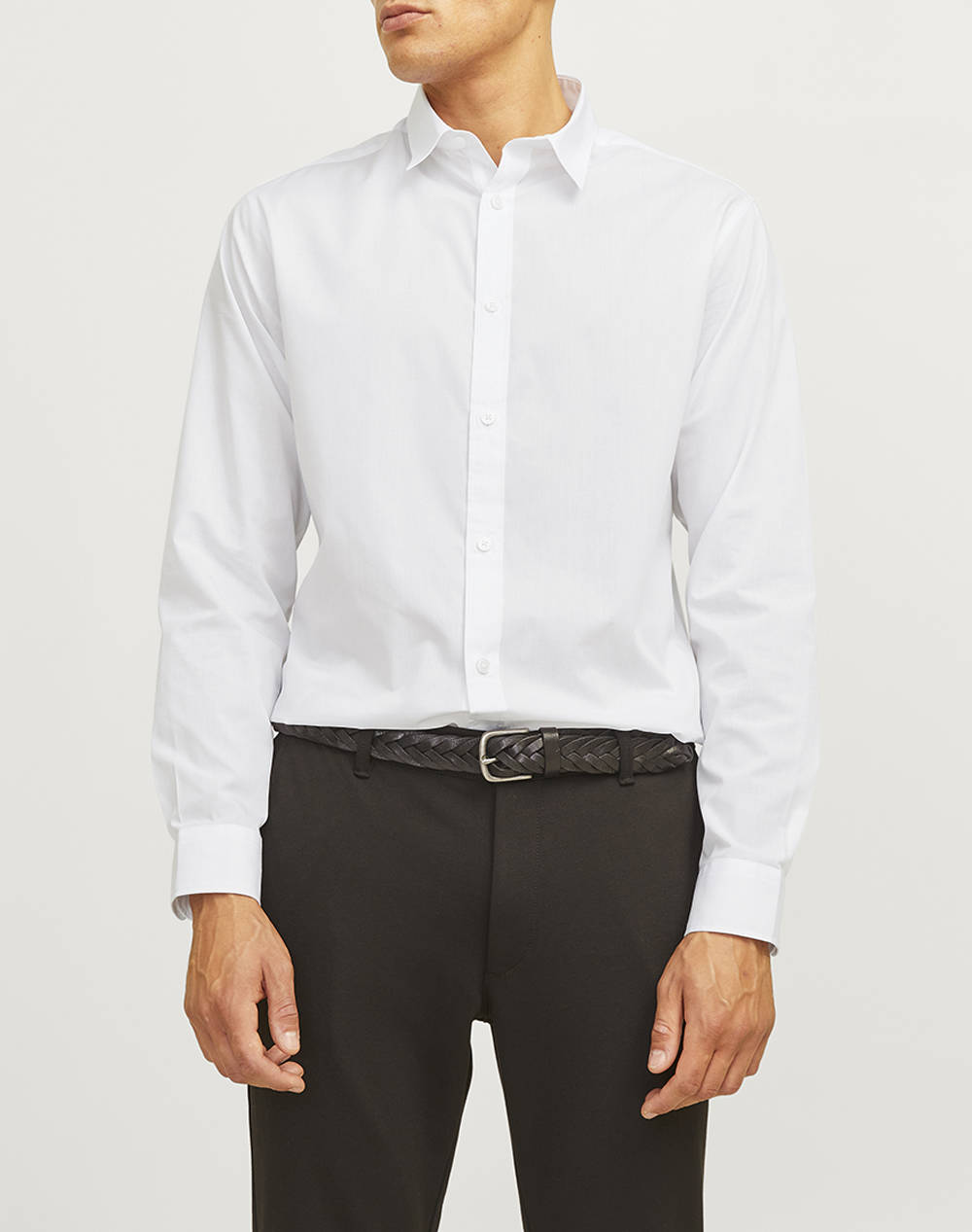 JJ REBELL JREBGAVIN SOLID SHIRT LS NOOS 12267557-WHITE White