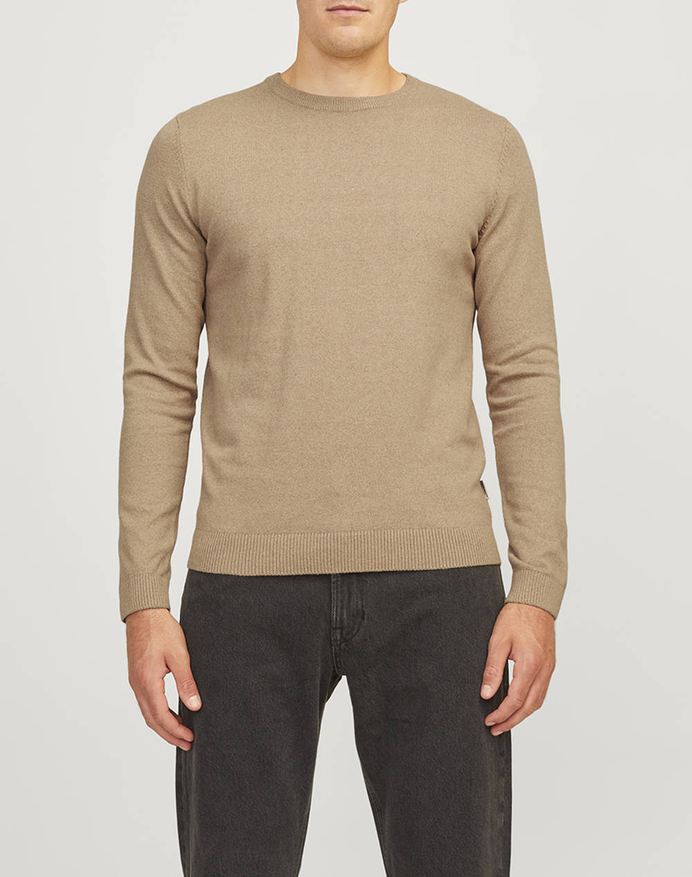 JJ REBEL JREBCALLUM KNIT CREW NECK NOOS 12263734-Crockery Biege