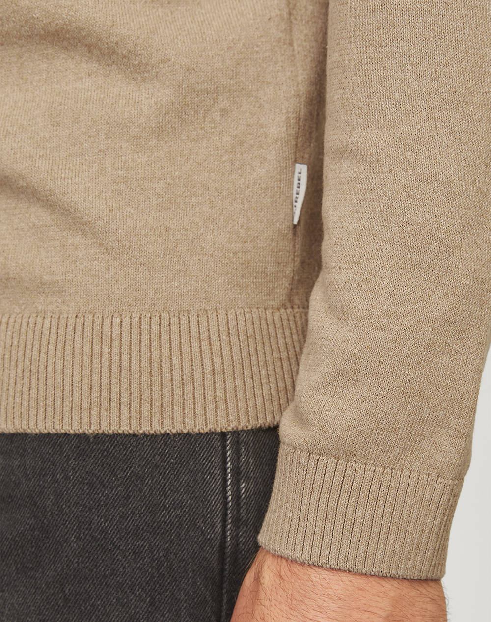 Jj Rebel Jrebcallum Knit Crew Neck Noos 12263734-Crockery Biege ανδρικά ρούχα μπλούζες Πλεκτά Politikos Shop Πολιτικός