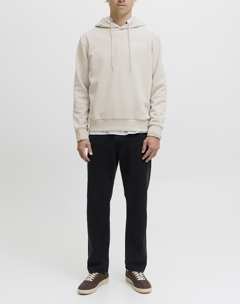 Jjrebel Jrebzack Sweat Hood Noos 12279446-Moonbeam Ecru ανδρικά ρούχα μπλούζες φούτερ Politikos Shop Πολιτικός