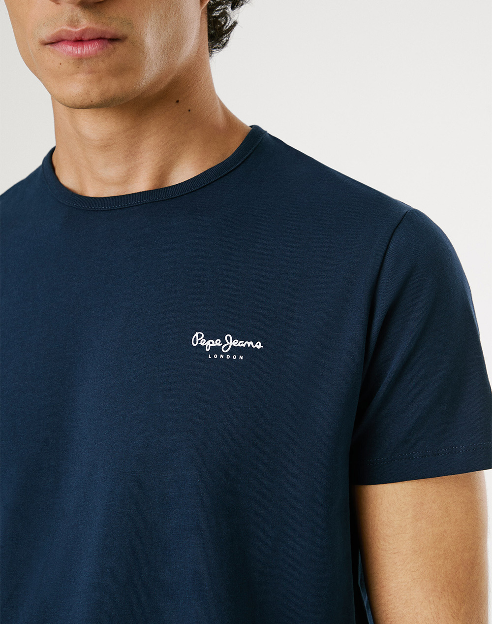 Pepe Jeans Nos Drop 2A Original Basic 3N Μπλούζα Ανδρικό Pm508212-595 Navy Blue ανδρικά ρούχα μπλούζες T-Shirt Politikos Shop Πολιτικός