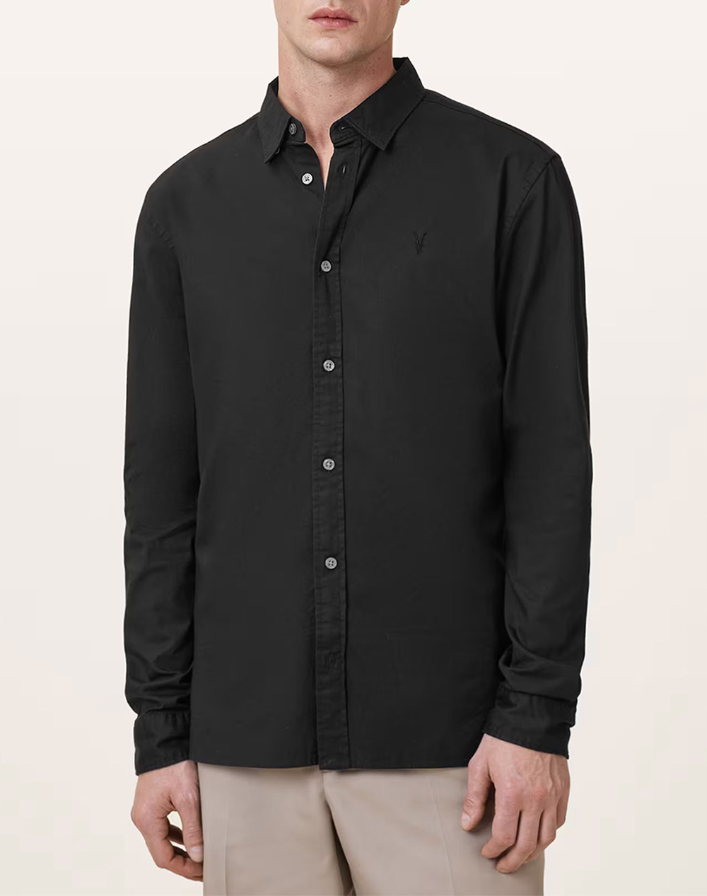 ALL SAINTS HAWTHORNE LS SHIRT M150SB-BLACK-BLACK Black