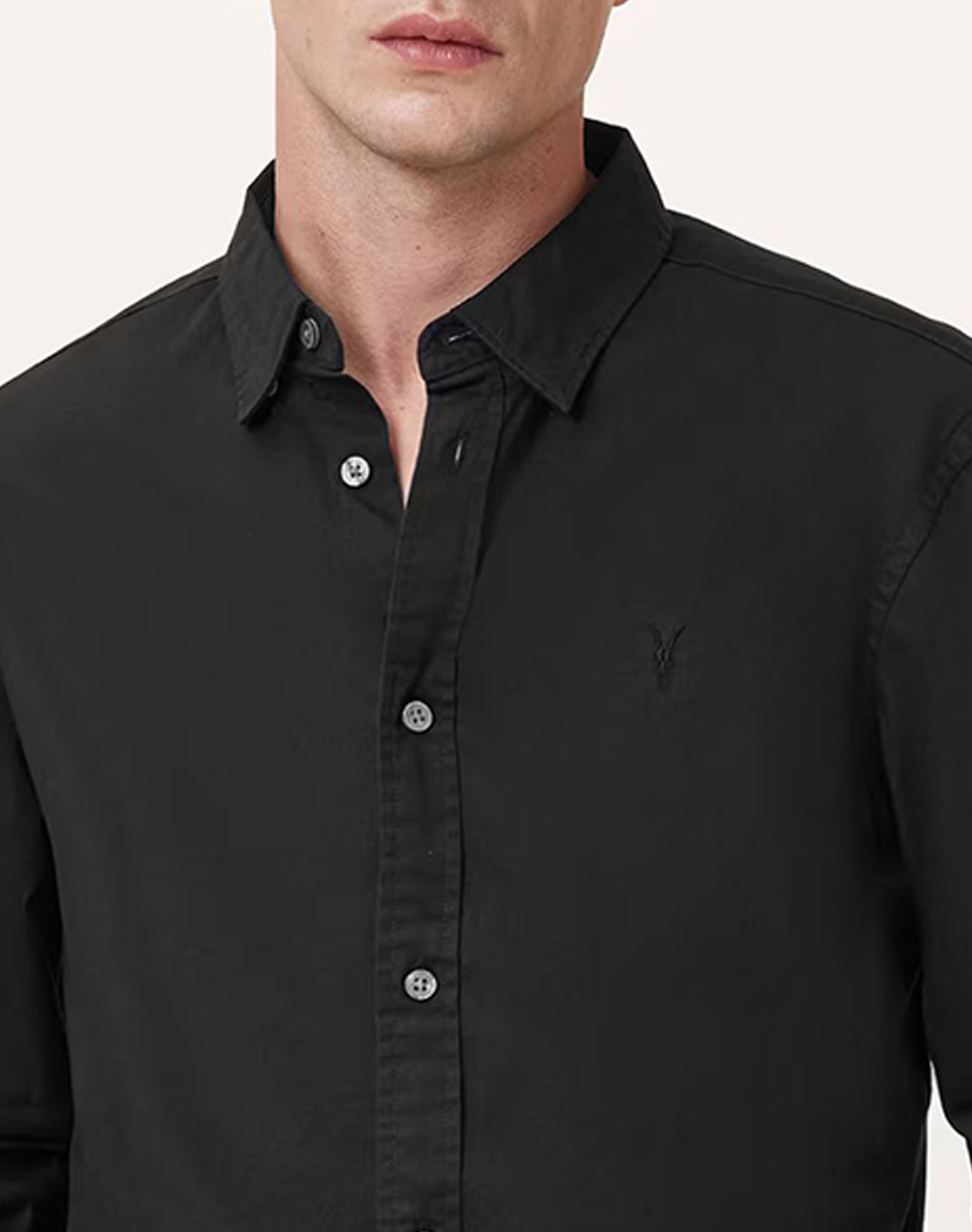 ALL SAINTS HAWTHORNE LS SHIRT M150SB-BLACK-BLACK Black φωτογραφία