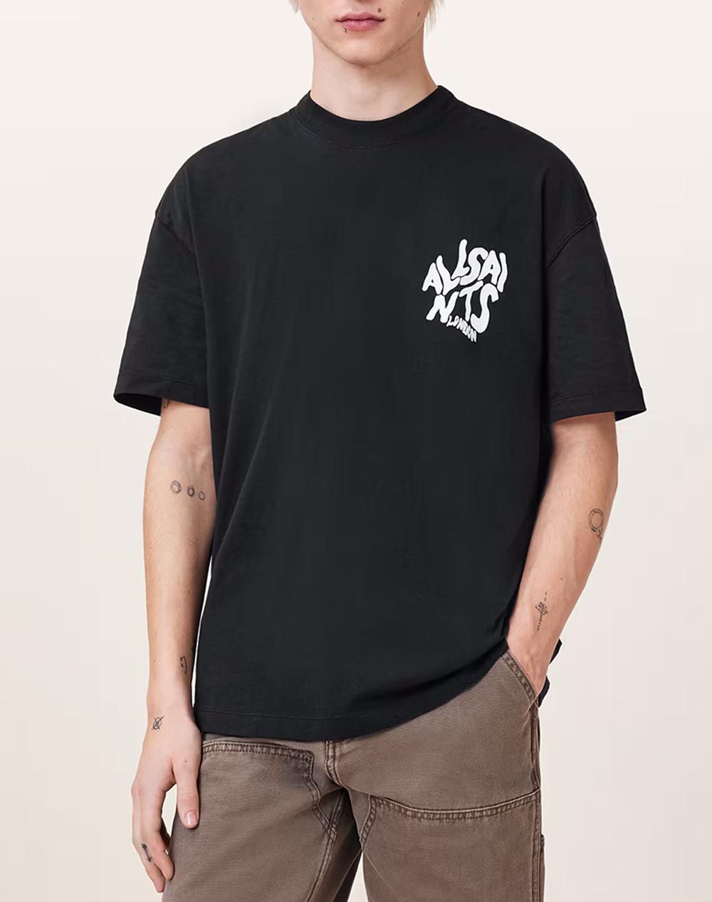 ALL SAINTS ORLANDO SS CREW M066PC-JET BLACK-JET BLACK JetBlack