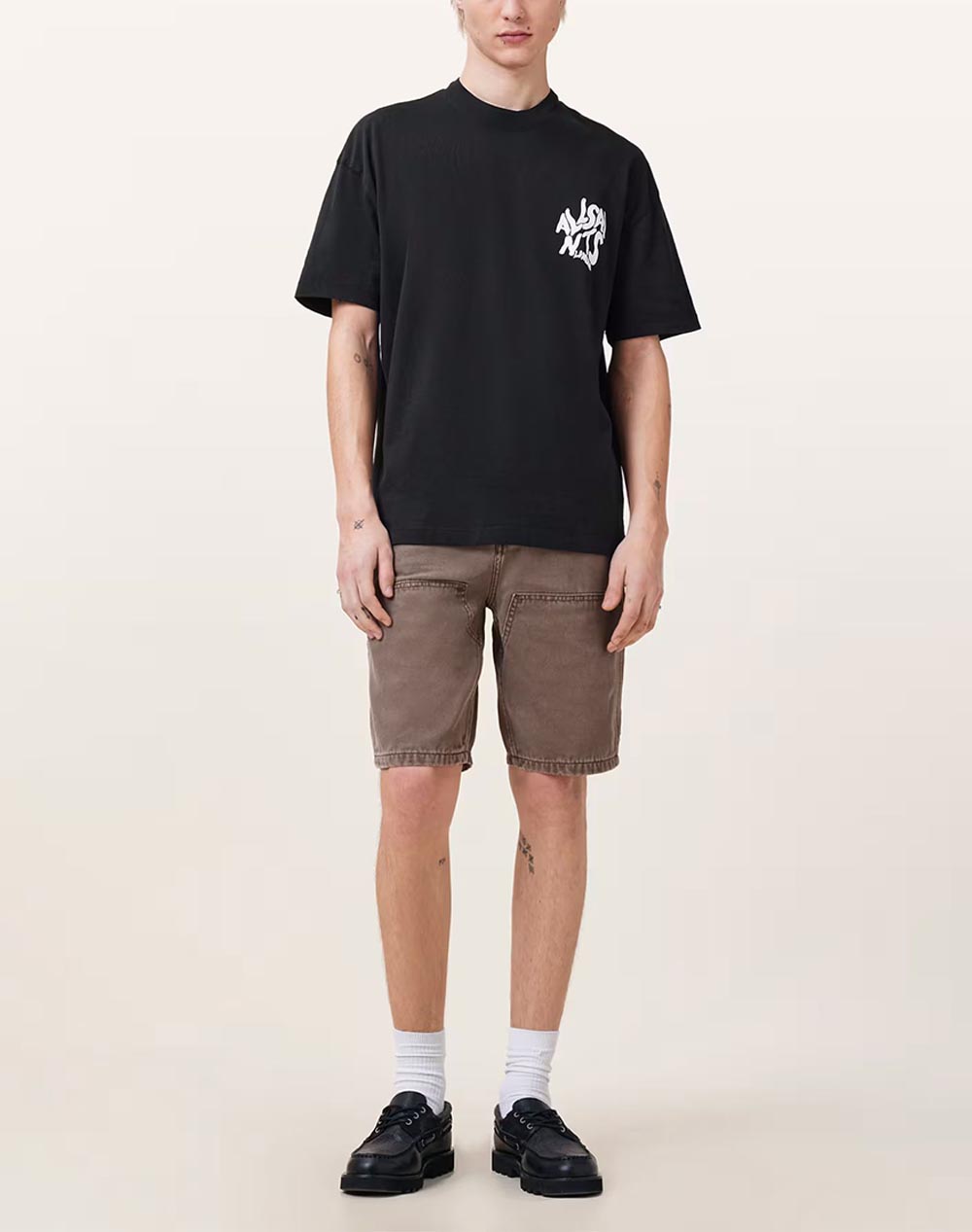 All Saints Orlando Ss Crew M066Pc-Jet Black-Jet Black Jetblack ανδρικά ρούχα μπλούζες T-Shirt Politikos Shop Πολιτικός