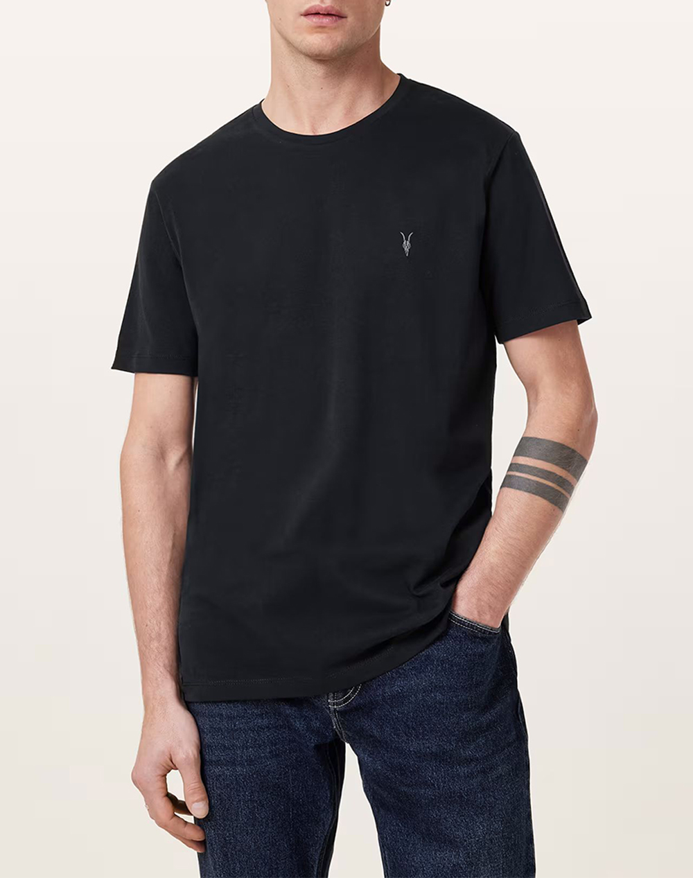 ALL SAINTS BRACE SS CREW M030JB-Jet Black-JET BLACK JetBlack