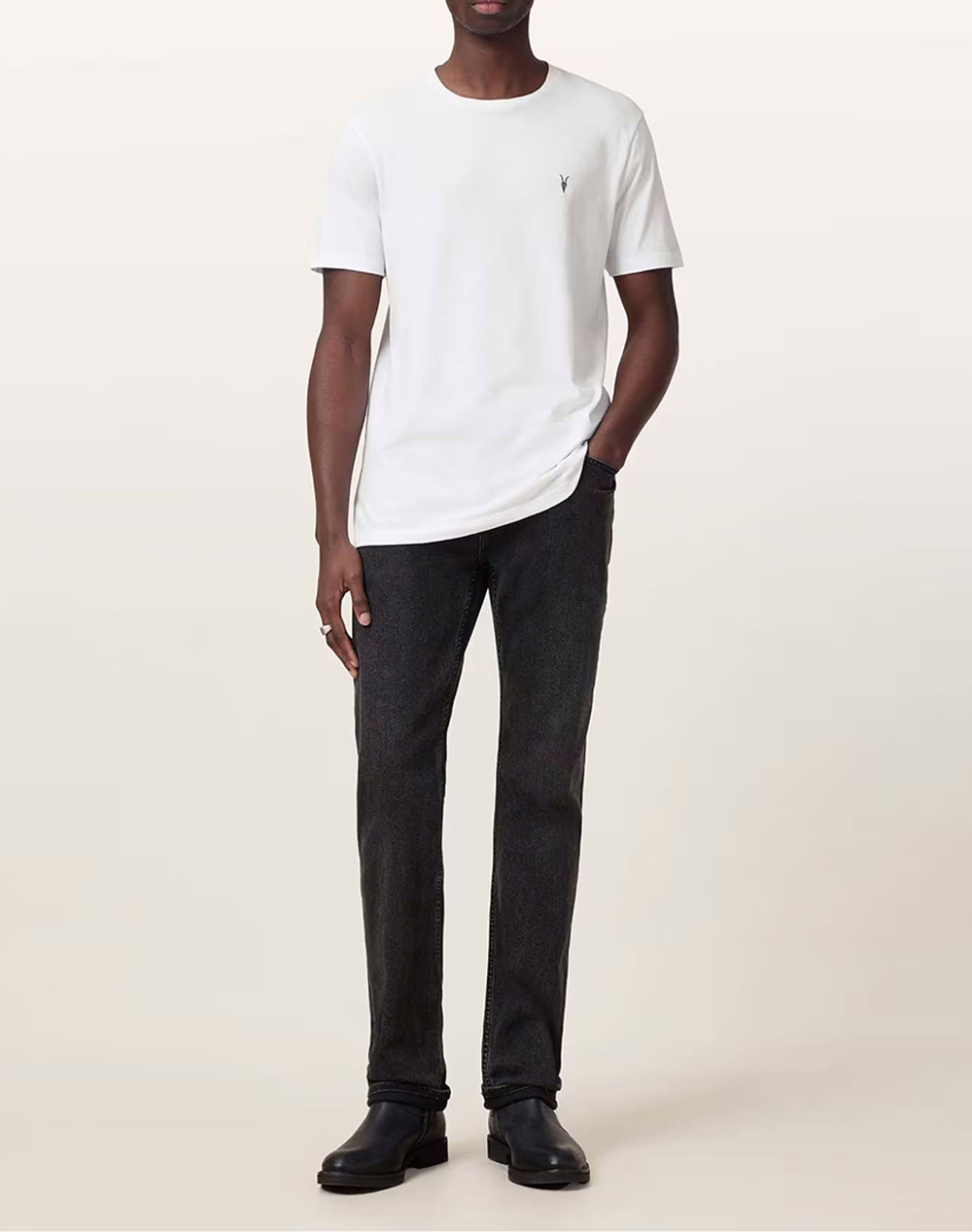 All Saints Brace Ss Crew M030Jb-Optic White-Optic White Offwhite ανδρικά ρούχα μπλούζες T-Shirt Politikos Shop Πολιτικός