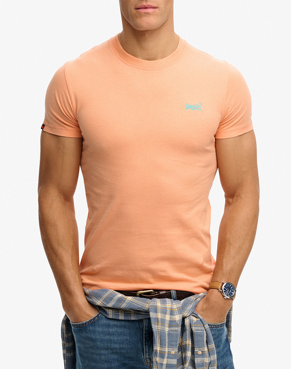 SUPERDRY ESSENTIAL LOGO EMB TEE ΜΠΛΟΥΖΑ ΑΝΔΡΙΚΟ M1011245A-J7H Coral
