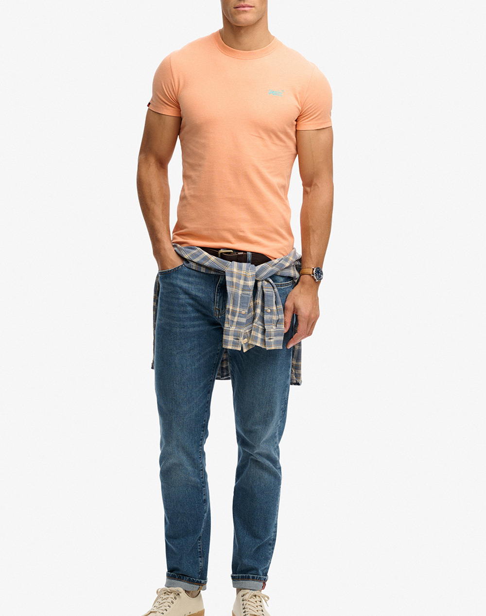 Superdry Essential Logo Emb Tee Μπλούζα Ανδρικό M1011245A-J7H Coral ανδρικά ρούχα μπλούζες T-Shirt Politikos Shop Πολιτικός
