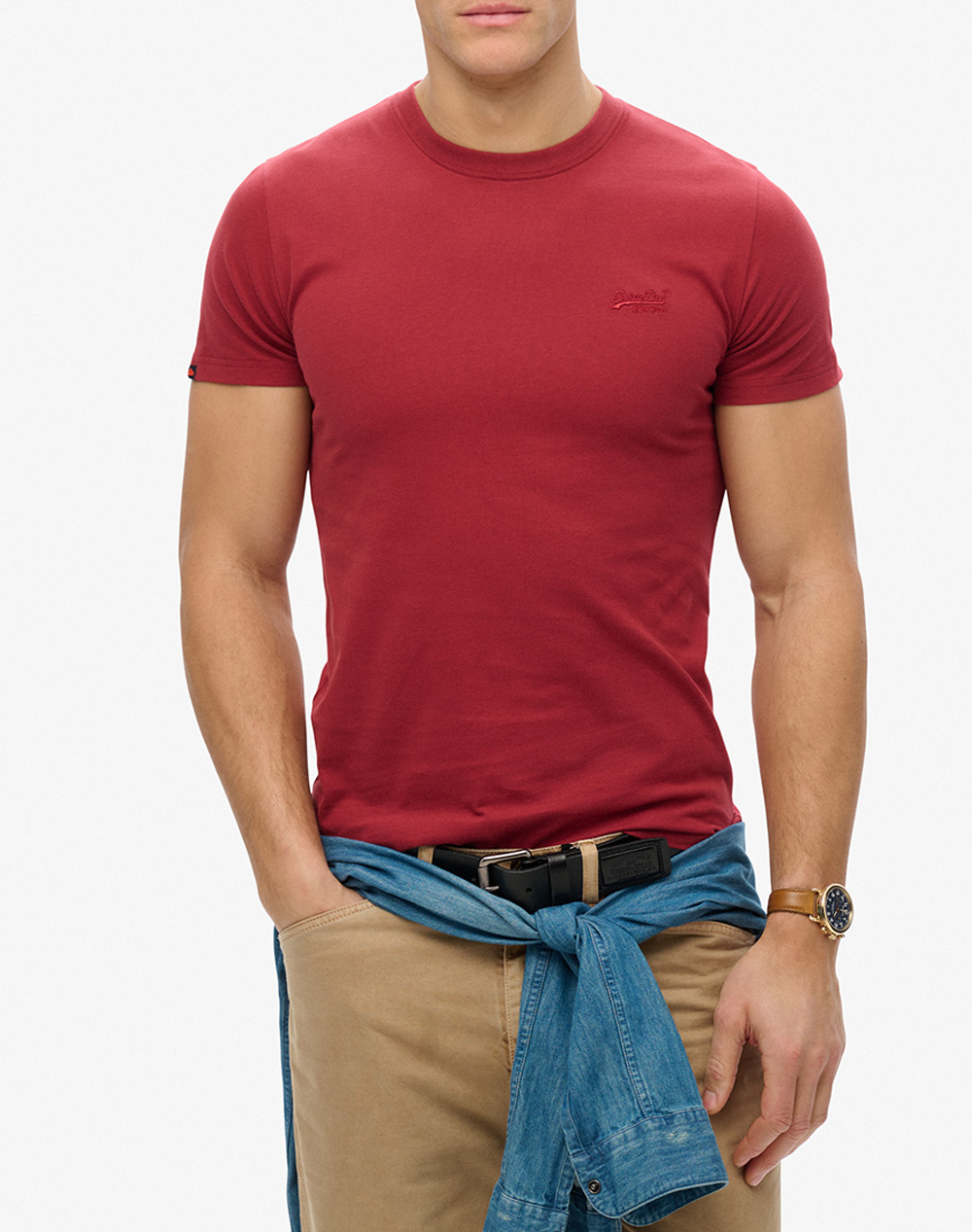 SUPERDRY ESSENTIAL LOGO EMB TEE ΜΠΛΟΥΖΑ ΑΝΔΡΙΚΟ M1011245A-G8R DarkRed