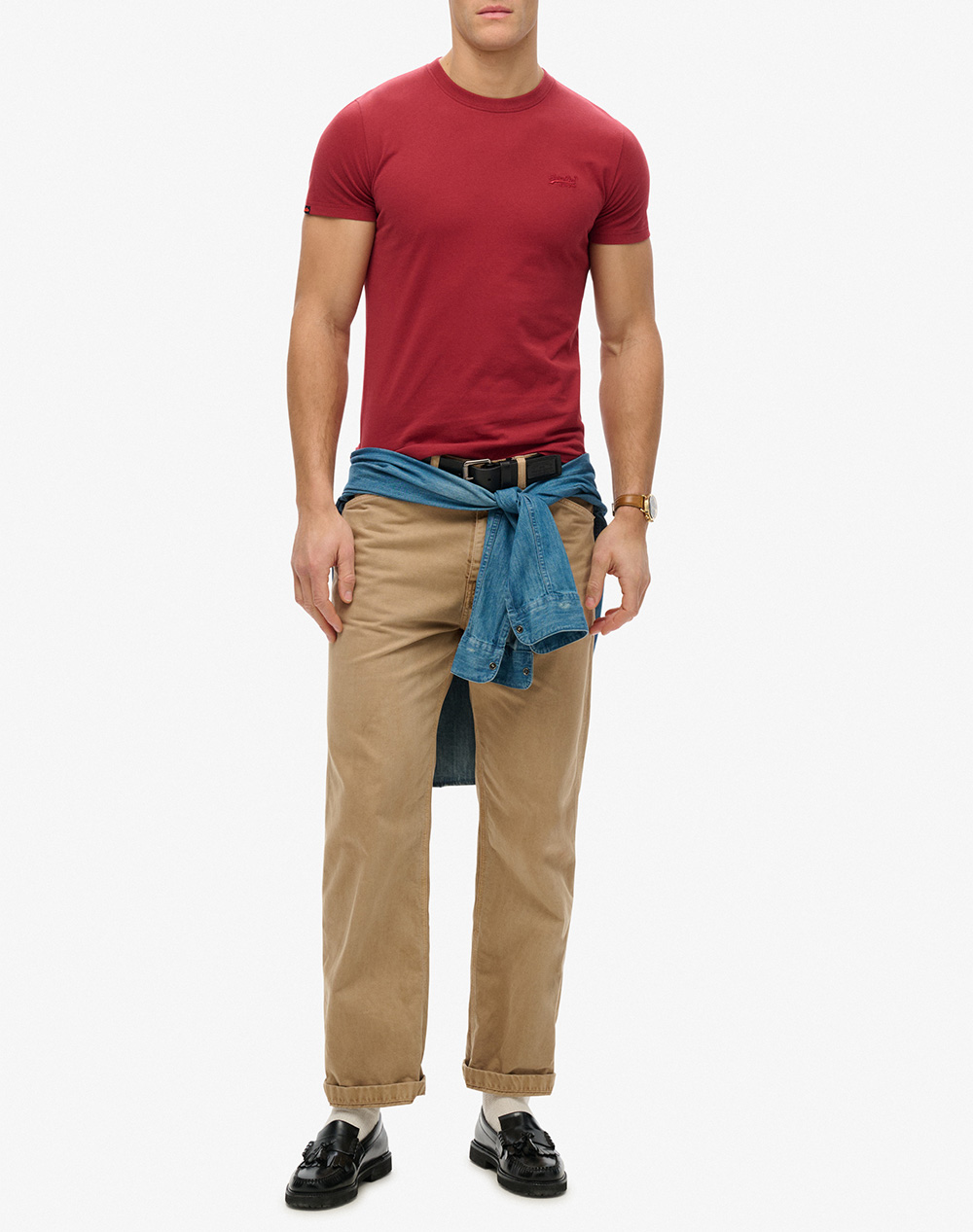 Superdry Essential Logo Emb Tee Μπλούζα Ανδρικό M1011245A-G8R Darkred ανδρικά ρούχα μπλούζες T-Shirt Politikos Shop Πολιτικός