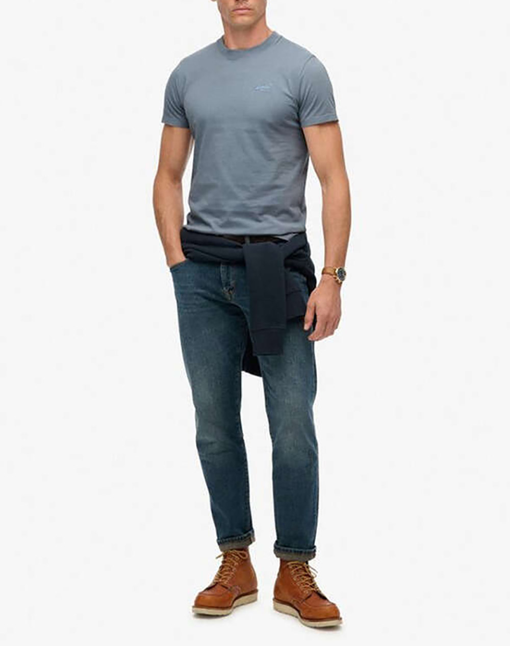 Superdry Essential Logo Emb Tee Μπλούζα Ανδρικό M1011245A-Fl2 Darkslategrey ανδρικά ρούχα μπλούζες T-Shirt Politikos Shop Πολιτικός