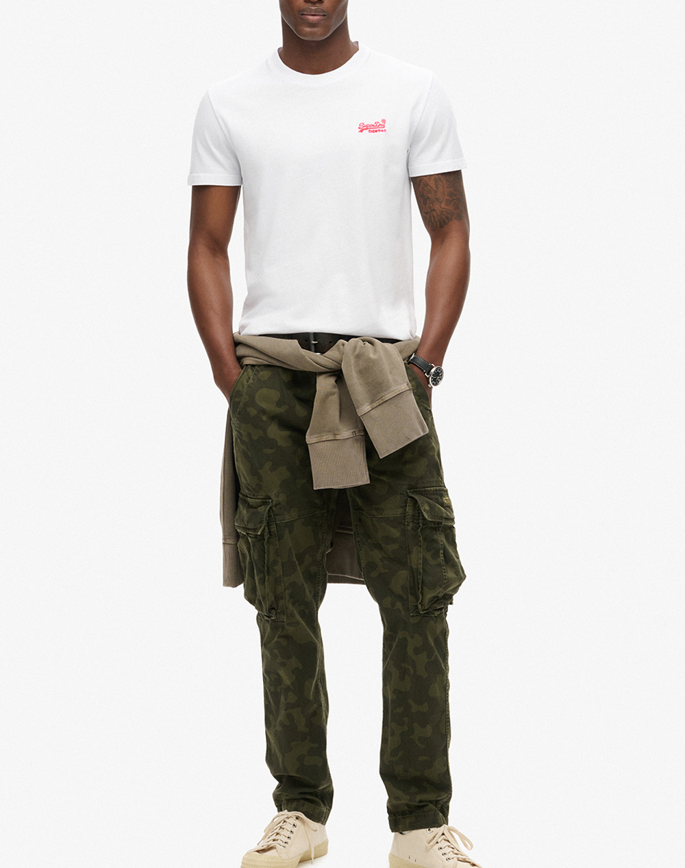 Superdry Essential Logo Emb Tee Μπλούζα Ανδρικό M1011245A-C1M Ecru ανδρικά ρούχα μπλούζες T-Shirt Politikos Shop Πολιτικός
