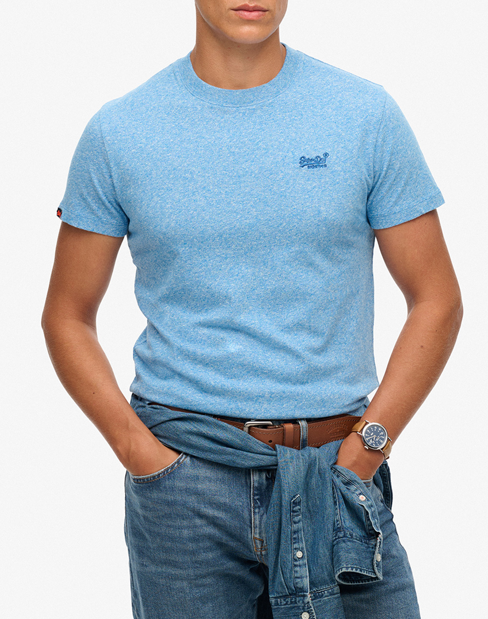 SUPERDRY ESSENTIAL LOGO EMB TEE ΜΠΛΟΥΖΑ ΑΝΔΡΙΚΟ M1011245A-5ED LightBlue
