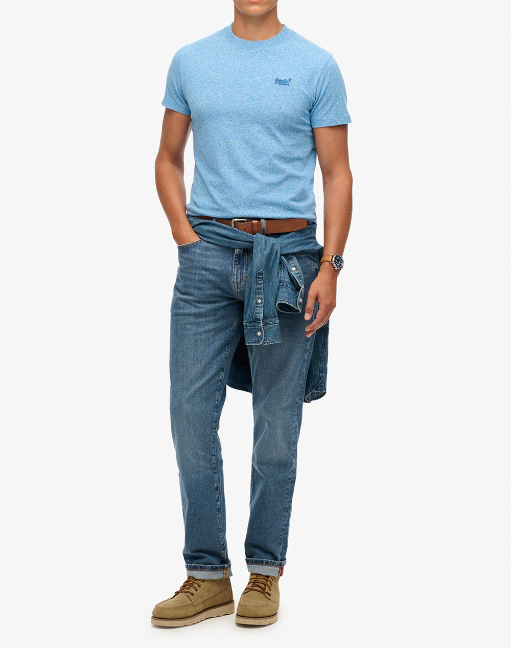 Superdry Essential Logo Emb Tee Μπλούζα Ανδρικό M1011245A-5Ed Lightblue ανδρικά ρούχα μπλούζες T-Shirt Politikos Shop Πολιτικός