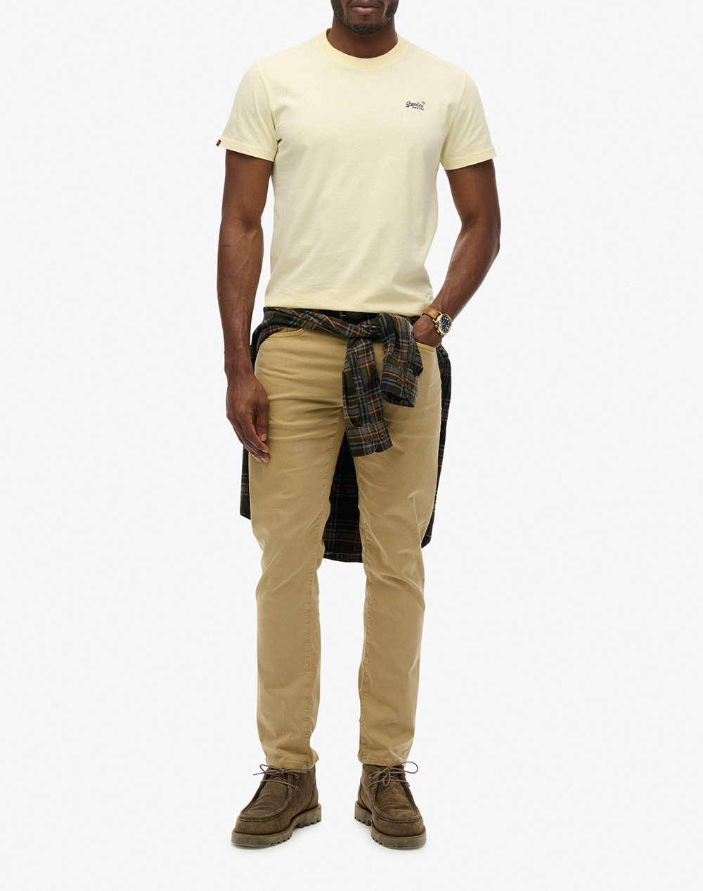 Superdry Essential Logo Emb Tee Μπλούζα Ανδρικό M1011245A-J7L Lightyellow ανδρικά ρούχα μπλούζες T-Shirt Politikos Shop Πολιτικός