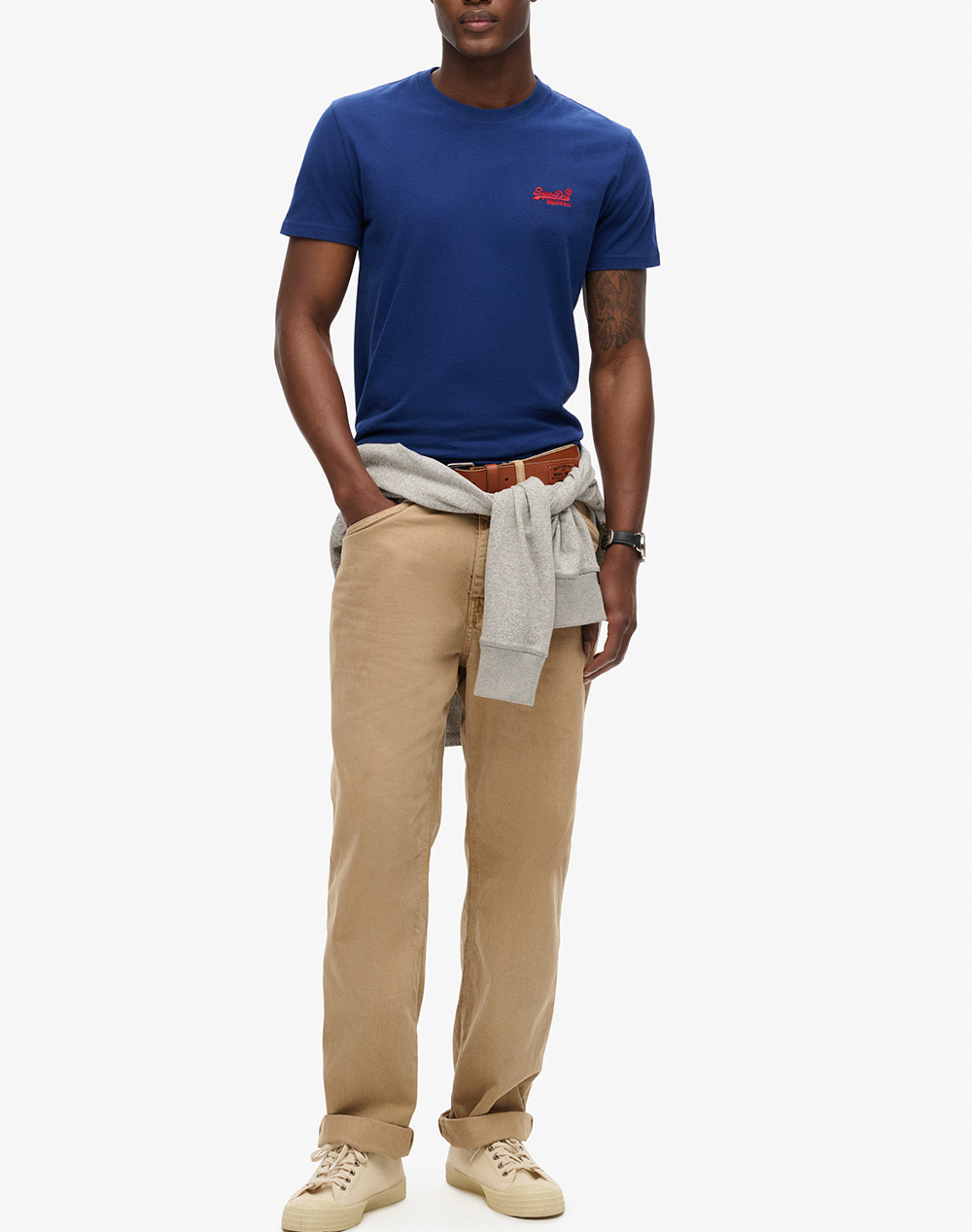 Superdry Essential Logo Emb Tee Μπλούζα Ανδρικό M1011245A-Jzd Royalblue ανδρικά ρούχα μπλούζες T-Shirt Politikos Shop Πολιτικός