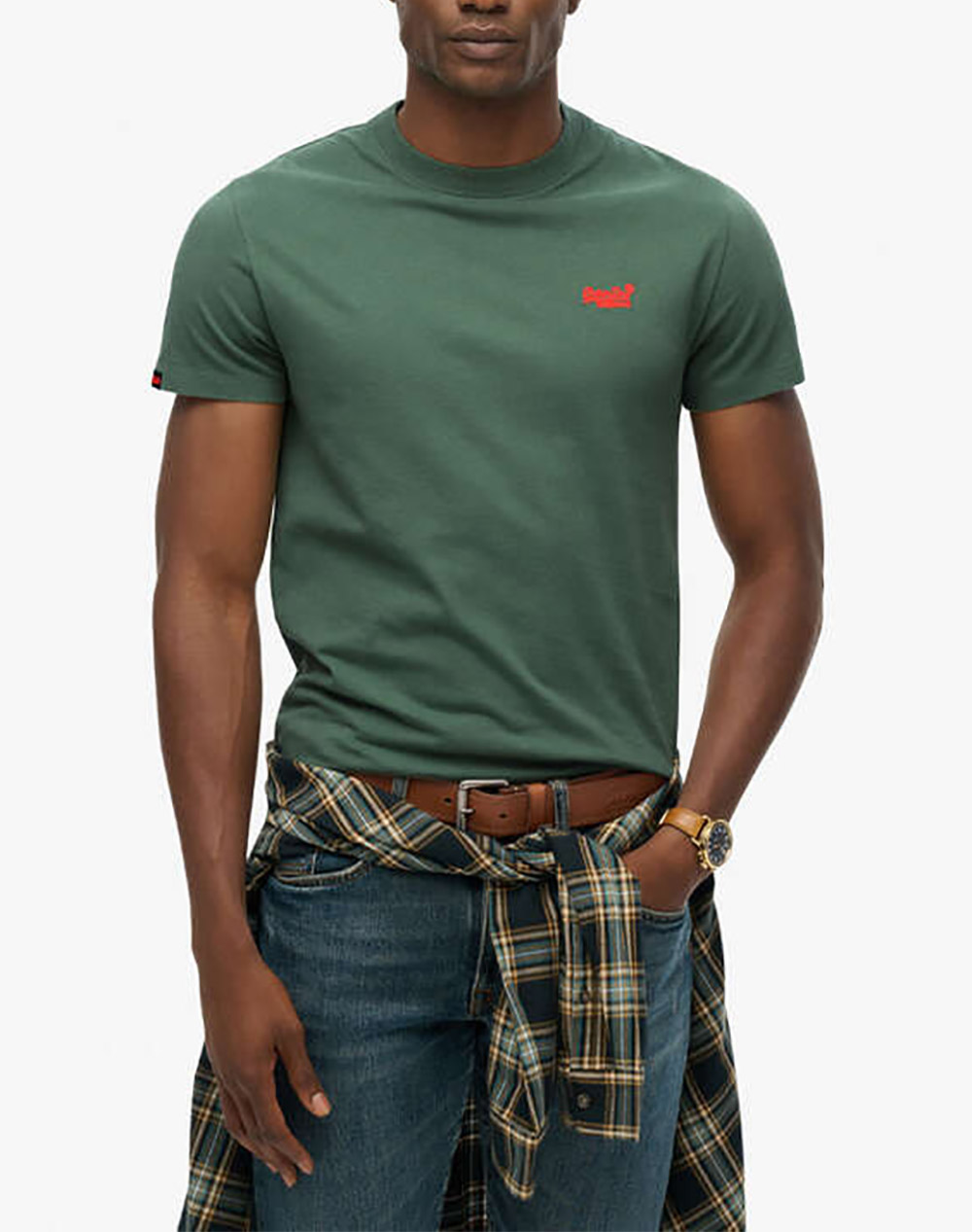 SUPERDRY D1 ESSENTIAL LOGO EMB TEE ΜΠΛΟΥΖΑ ΑΝΔΡΙΚΟ M1011245B-F2L Khaki
