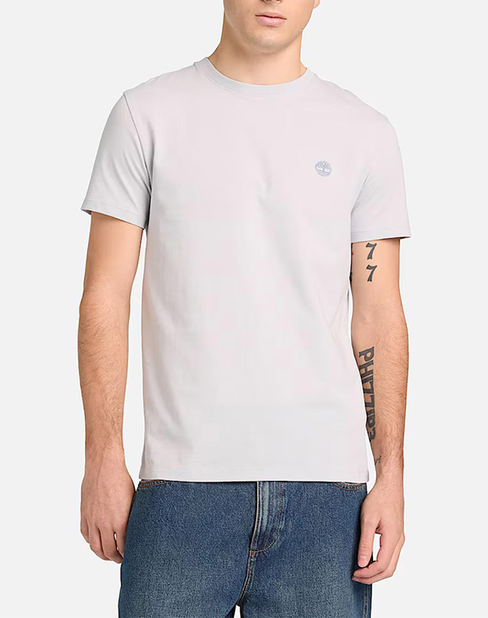 Timberland Ανδρικό T-Shirt Σε Στενή Γραμμή Κοντομάνικο Υπολευκό Βαμβάκι