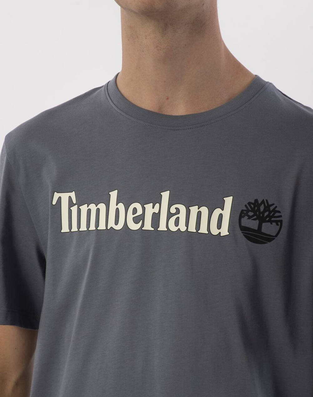 Timberland Kenn Linear Logo Short Sleev Tb0A5Upq-073 Gray ανδρικά ρούχα μπλούζες T-Shirt Politikos Shop Πολιτικός