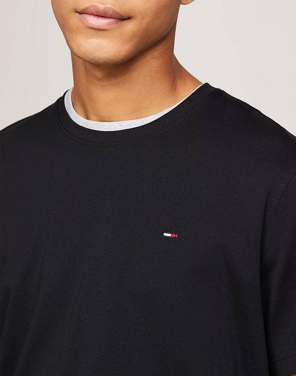 Tommy Jeans Tjm Jersey Tee Dm0Dm04411-078 Black ανδρικά ρούχα μπλούζες T-Shirt Politikos Shop Πολιτικός