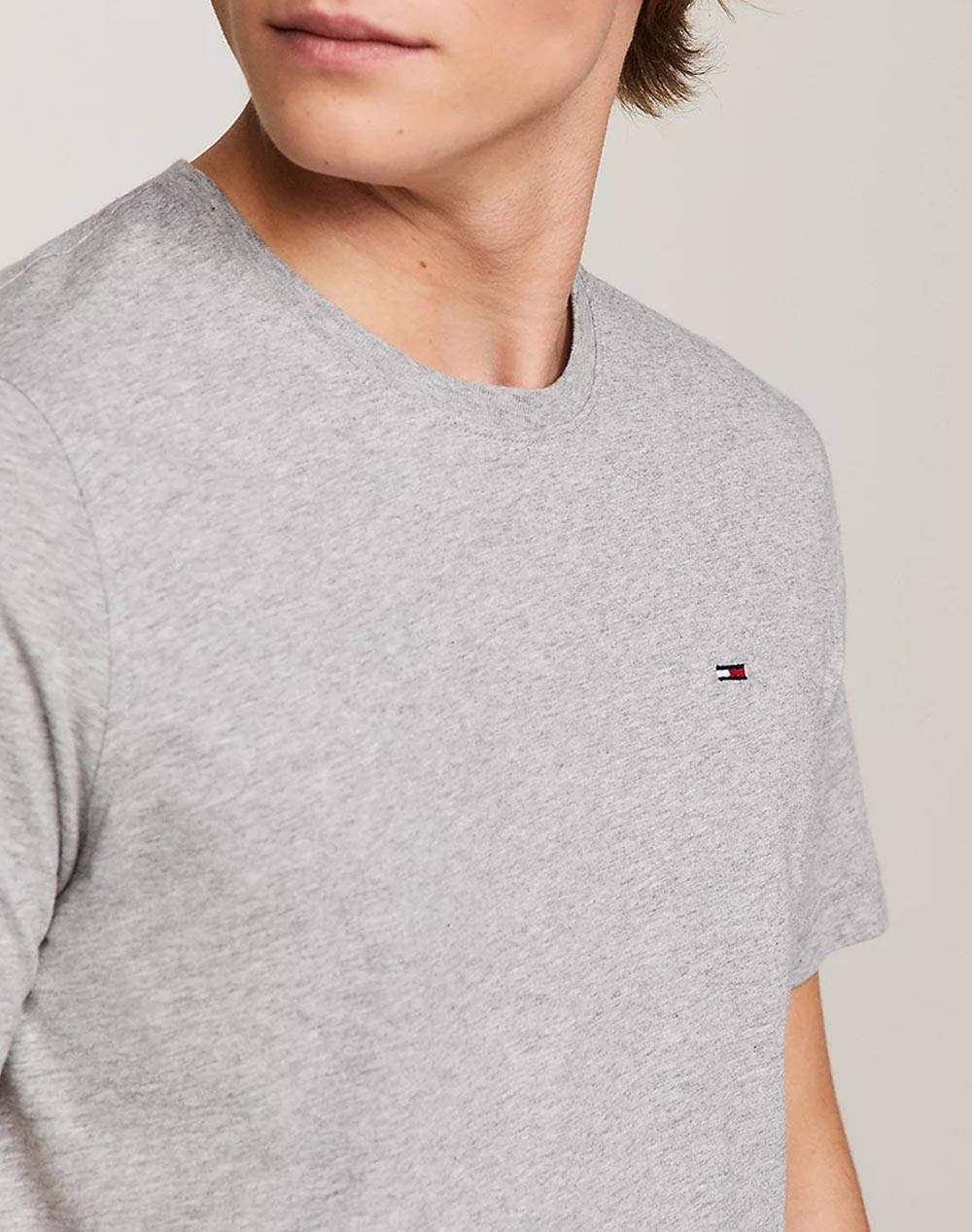 Tommy Jeans Tjm Jersey Tee Dm0Dm04411-038 Lightgray ανδρικά ρούχα μπλούζες T-Shirt Politikos Shop Πολιτικός