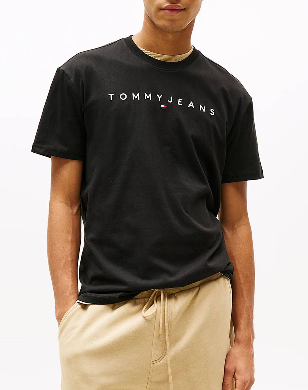 TOMMY JEANS TJM REG LINEAR LOGO TEE EXT DM0DM20744-BDS Black