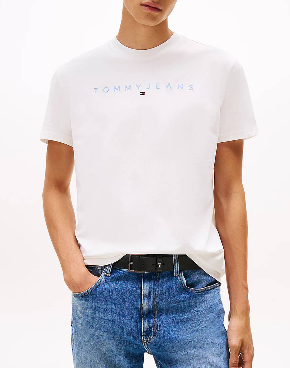 TOMMY JEANS TJM REG LINEAR LOGO TEE EXT DM0DM20744-0K5 Ecru