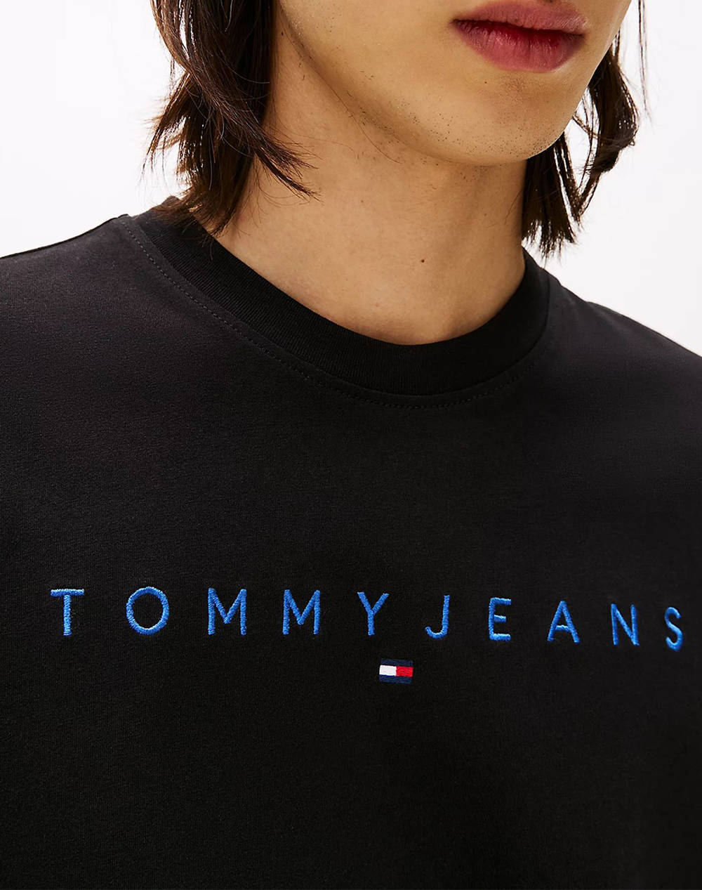 Tommy Jeans Tjm Reg Linear Logo Tee Ext Dm0Dm20744-0Gk Jetblack ανδρικά ρούχα μπλούζες T-Shirt Politikos Shop Πολιτικός