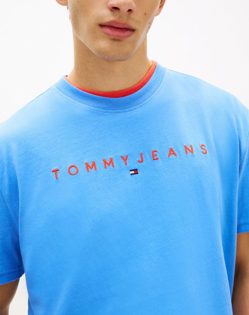 Tommy Jeans Tjm Reg Linear Logo Tee Ext Dm0Dm20744-C38 Lightblue ανδρικά ρούχα μπλούζες T-Shirt Politikos Shop Πολιτικός
