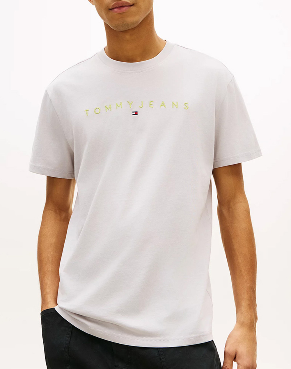TOMMY JEANS TJM REG LINEAR LOGO TEE EXT DM0DM20744-PS4 LightGray