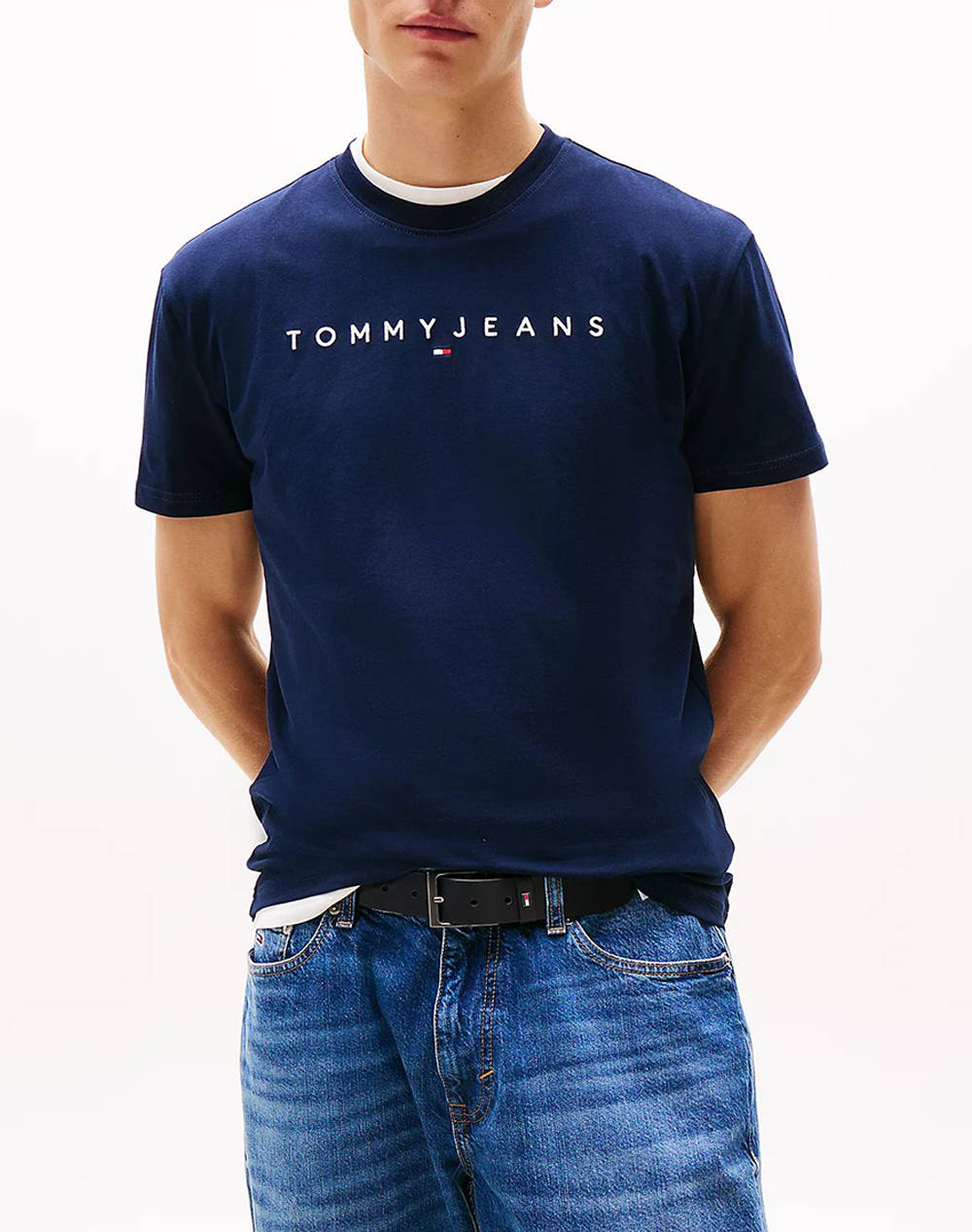 TOMMY JEANS TJM REG LINEAR LOGO TEE EXT DM0DM20744-C1G NavyBlue
