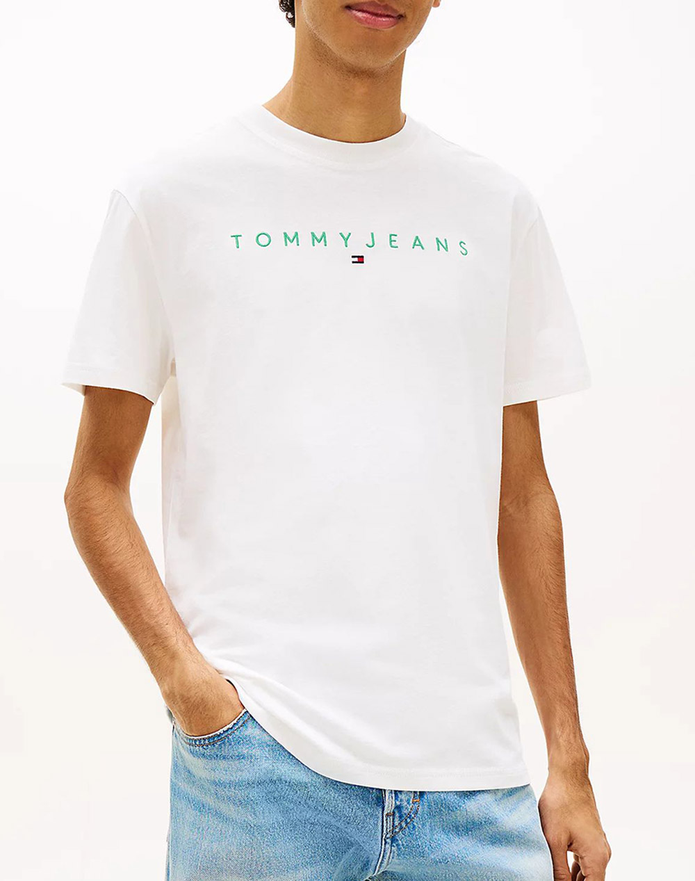 TOMMY JEANS TJM REG LINEAR LOGO TEE EXT DM0DM20744-L5Y OffWhite