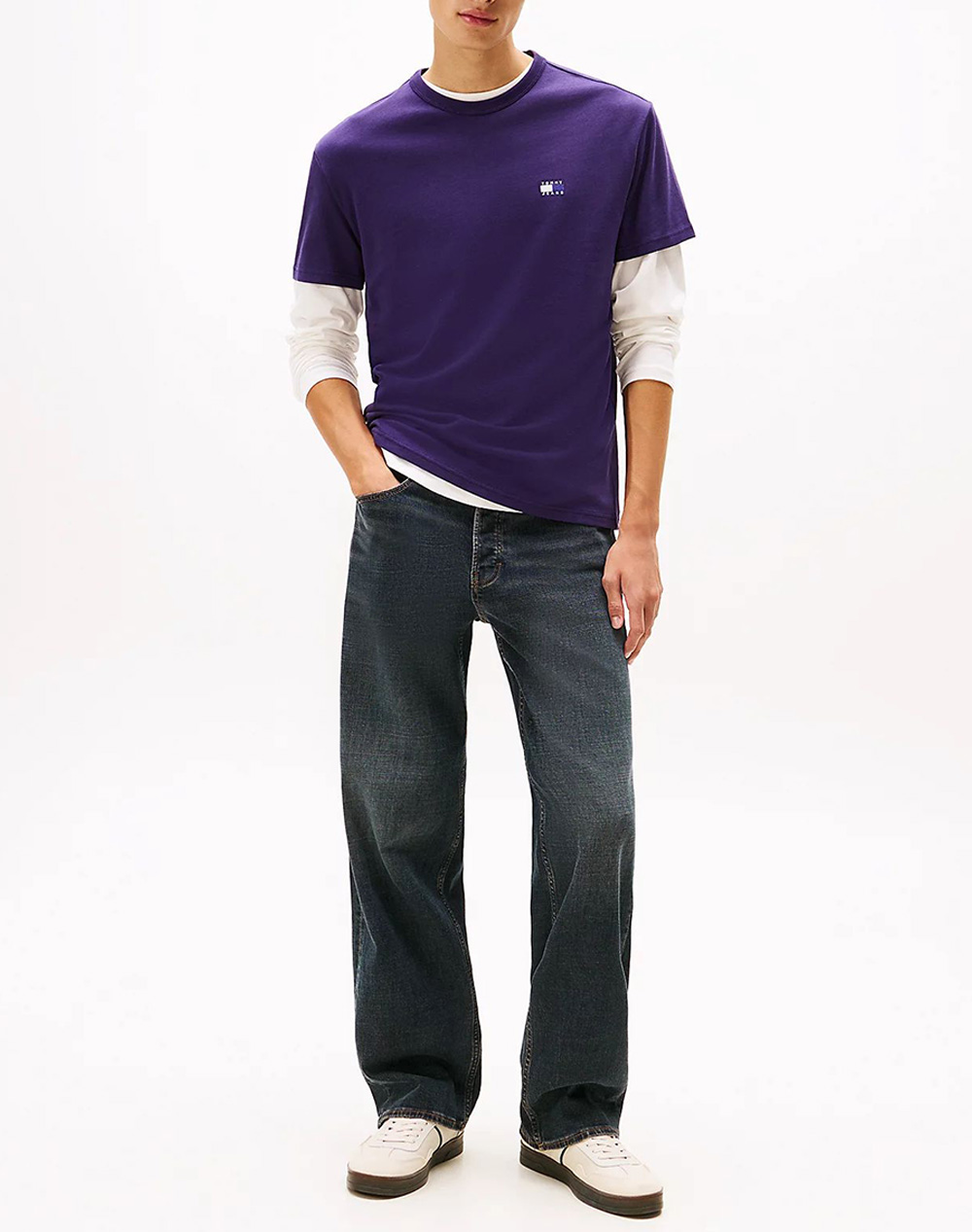 Tommy Jeans Tjm Reg Badge Tee Ext Dm0Dm20322-0Ka Purple ανδρικά ρούχα μπλούζες T-Shirt Politikos Shop Πολιτικός