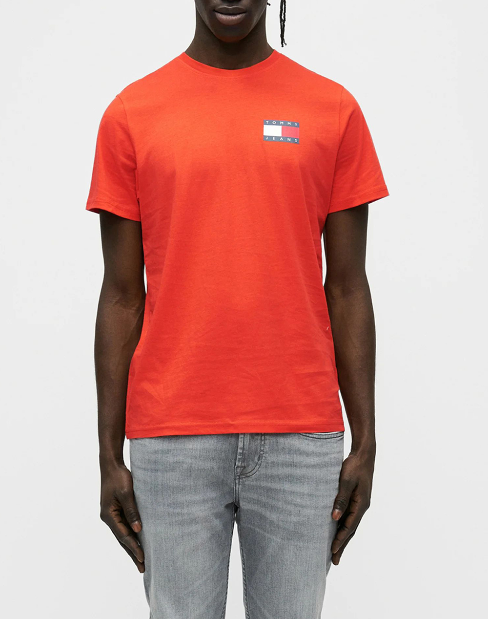 TOMMY JEANS TJM SLIM ESSENTIAL FLAG TEE EXT NEW DM0DM20740-XM2 Orange