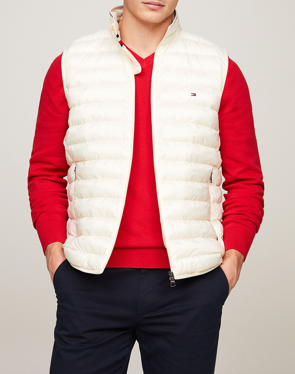 TOMMY HILFIGER ΜΠΟΥΦΑΝ ΑΜΑΝΙΚΟ PACKABLE RECYCLED VEST MW0MW18762-AEF Ivory