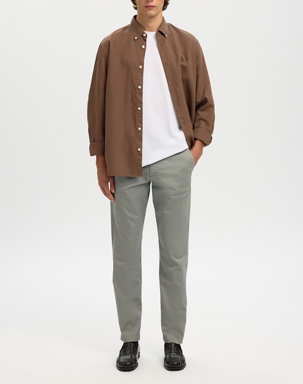 SELECTED SLH175-SLIM NEW MILES FLEX PANT NOOS 16087663-Vetiver Gray φωτογραφία