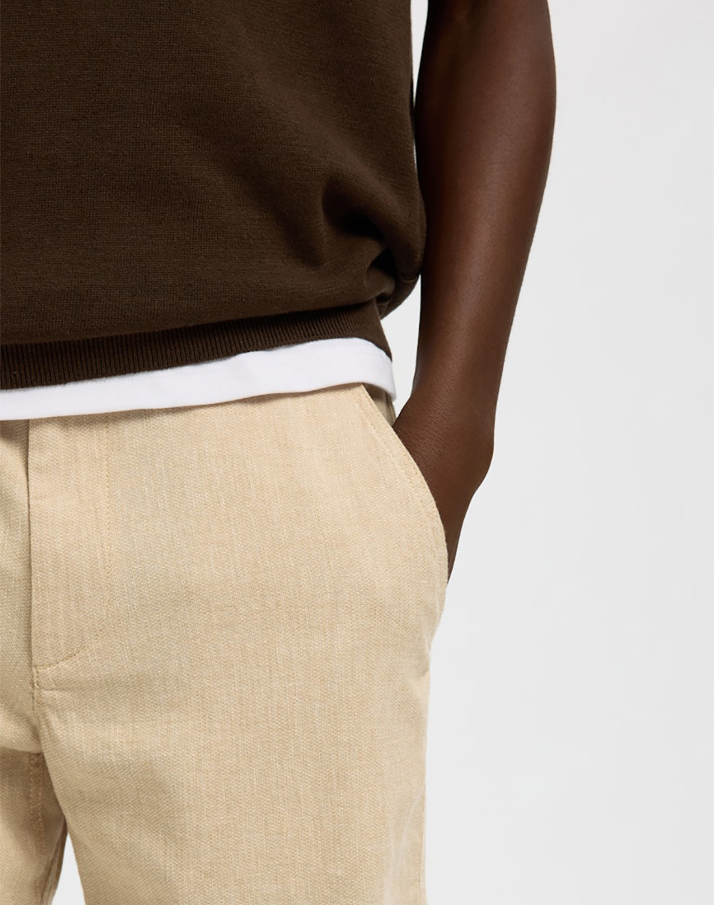 Selected Slmregular-Brody Linen Bld Shorts Noos 16087638-Incensemixedw Oatmeal Biege ανδρικά ρούχα Σορτς Βερμουδες Chinos Politikos Shop Πολιτικός