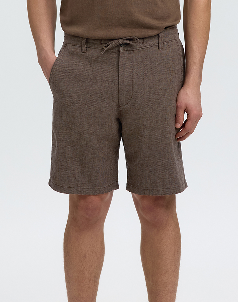 SELECTED SLMREGULAR-BRODY LINEN BLD SHORTS NOOS 16087638-Chocolate TorteMIXED W. WALNUT Chocolate