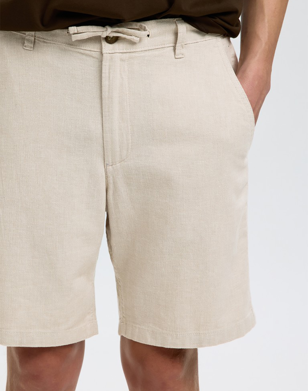 Selected Slmregular-Brody Linen Bld Shorts Noos 16087638-Pure Cashmereegret Cream ανδρικά ρούχα Σορτς Βερμουδες Chinos Politikos Shop Πολιτικός