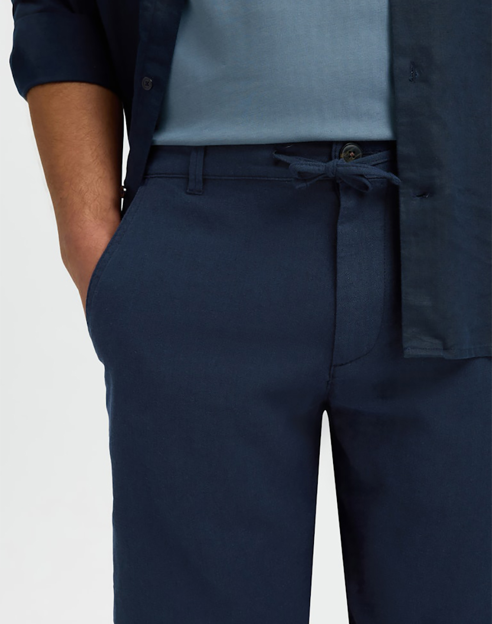 Selected Slmregular-Brody Linen Bld Shorts Noos 16087638-Dark Sapphire Darkblue ανδρικά ρούχα Σορτς Βερμουδες Chinos Politikos Shop Πολιτικός