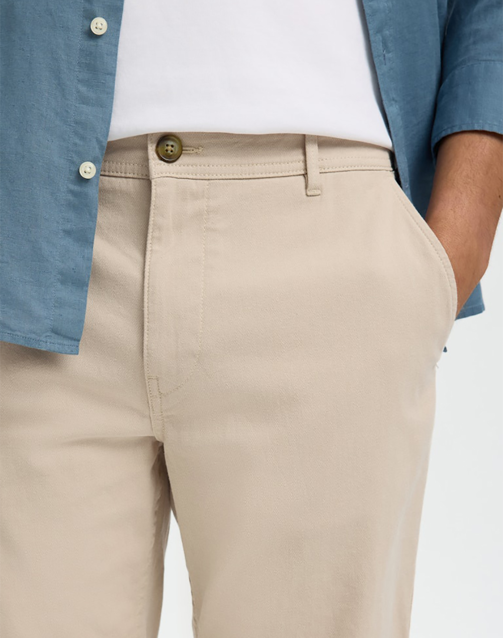 Selected Slmslim-Luton Miles Flex Shorts Noos 16092357-Pure Cashmerew Oatmeal Biege ανδρικά ρούχα Σορτς Βερμουδες Chinos Politikos Shop Πολιτικός