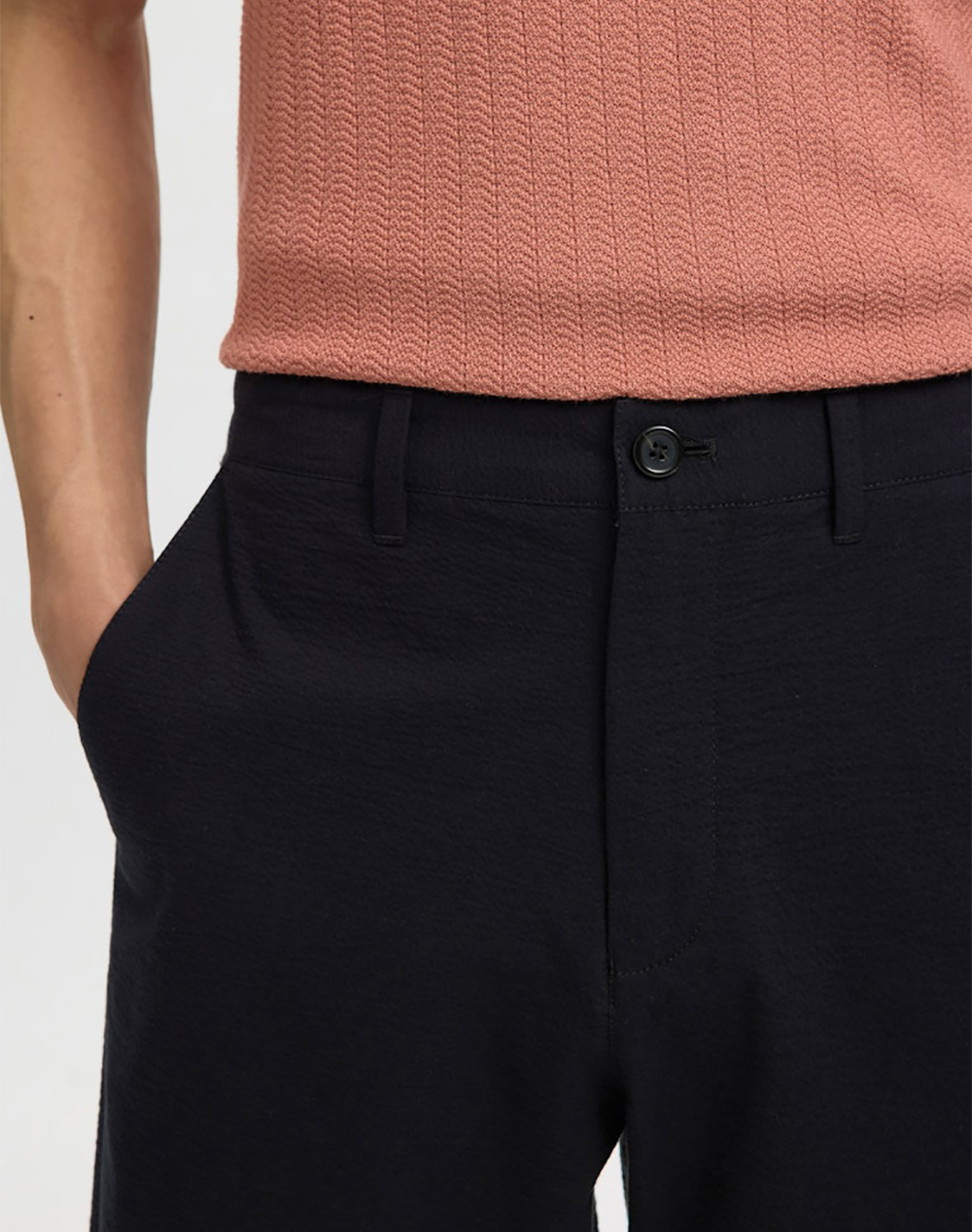 Selected Slmkarl-Seersucker Regular Shorts Noos 16092367-Black Black ανδρικά ρούχα Σορτς Βερμουδες Chinos Politikos Shop Πολιτικός