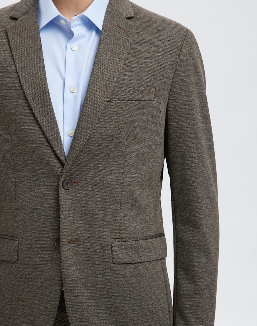 Selected Slhslim-Aitor Jersey Blz Flex Noos 16091298-Demitasse Darkbrown ανδρικά ρούχα Πανωφορια Σακακια Politikos Shop Πολιτικός