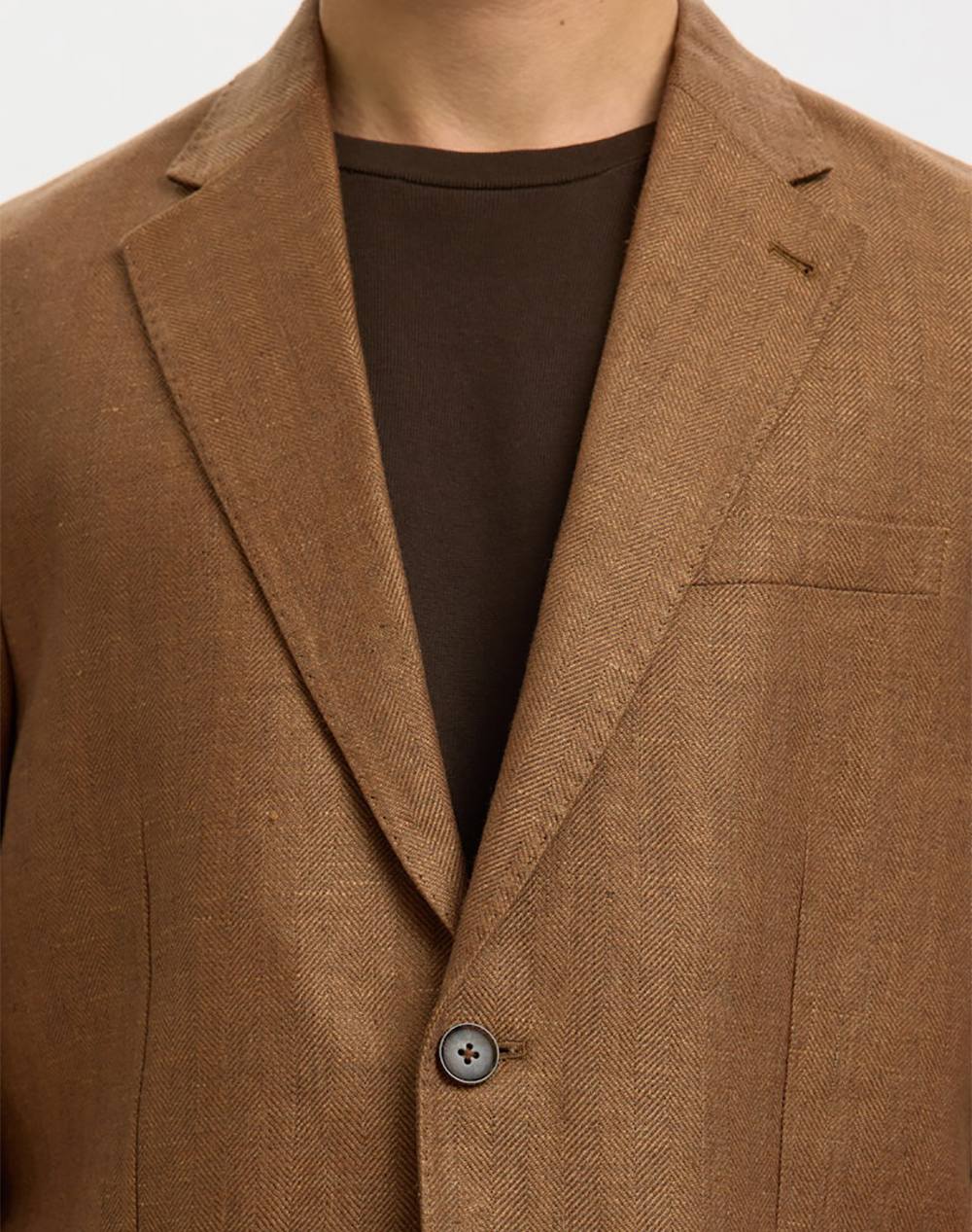 Selected Slmreg-Charles Linen Blz Noos 16100183-Morel Cappuccino ανδρικά ρούχα Πανωφορια Σακακια Blazers Politikos Shop Πολιτικός