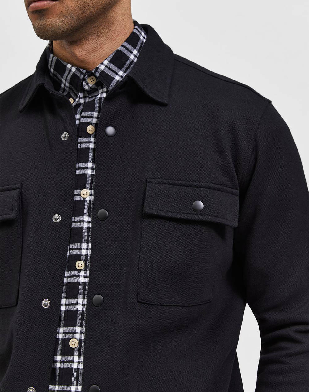 Selected Slhjackie Sweat Jacket Noos 16085115-Black Black ανδρικά ρούχα πουκάμισα Politikos Shop Πολιτικός