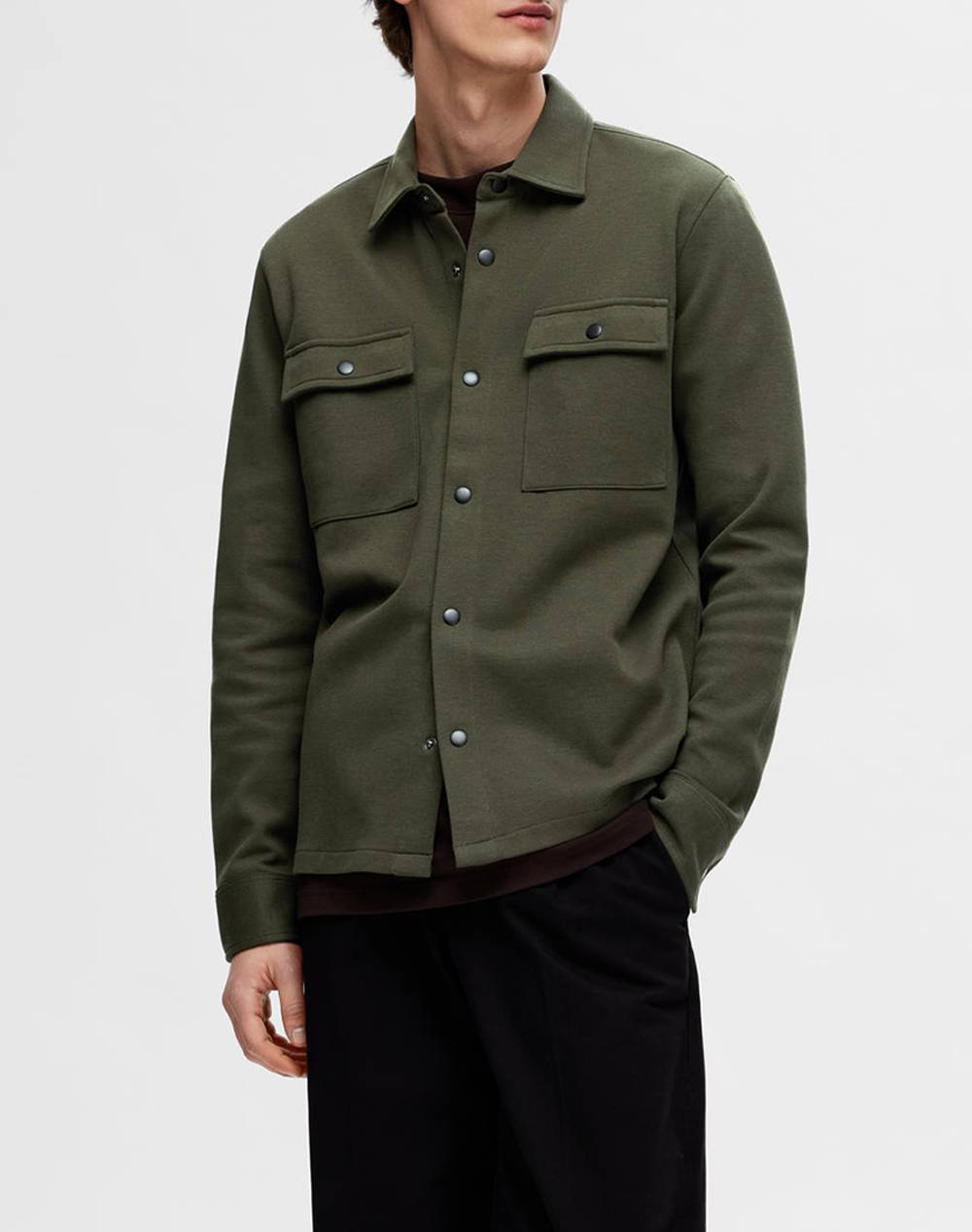 SELECTED SLHJACKIE SWEAT JACKET NOOS 16085115-FOREST NIGHT Olive