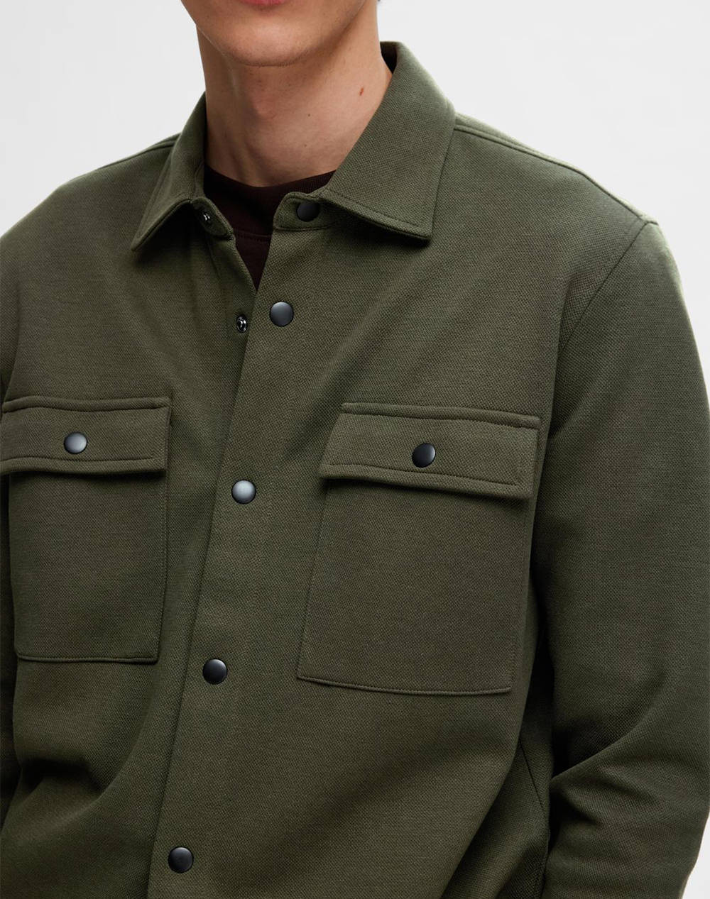 Selected Slhjackie Sweat Jacket Noos 16085115-Forest Night Olive ανδρικά ρούχα πουκάμισα Politikos Shop Πολιτικός